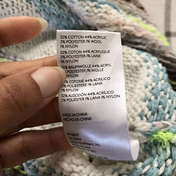 Anthropologie Ivory Fair Isle Chunky Knit Hooded Poncho Sweater XS S - Picture 6 of 8